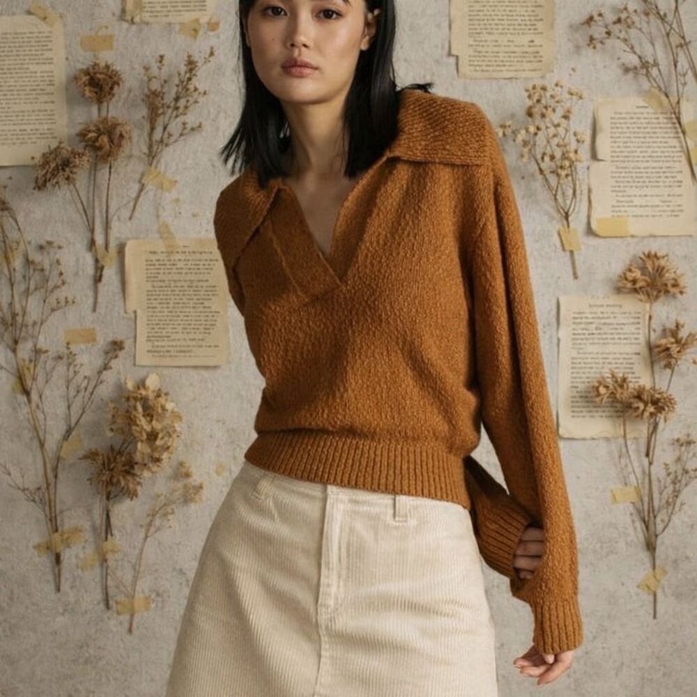 Maeve size Large Brown Poetcore Sweater Women's Anthropologie Cotton Blend